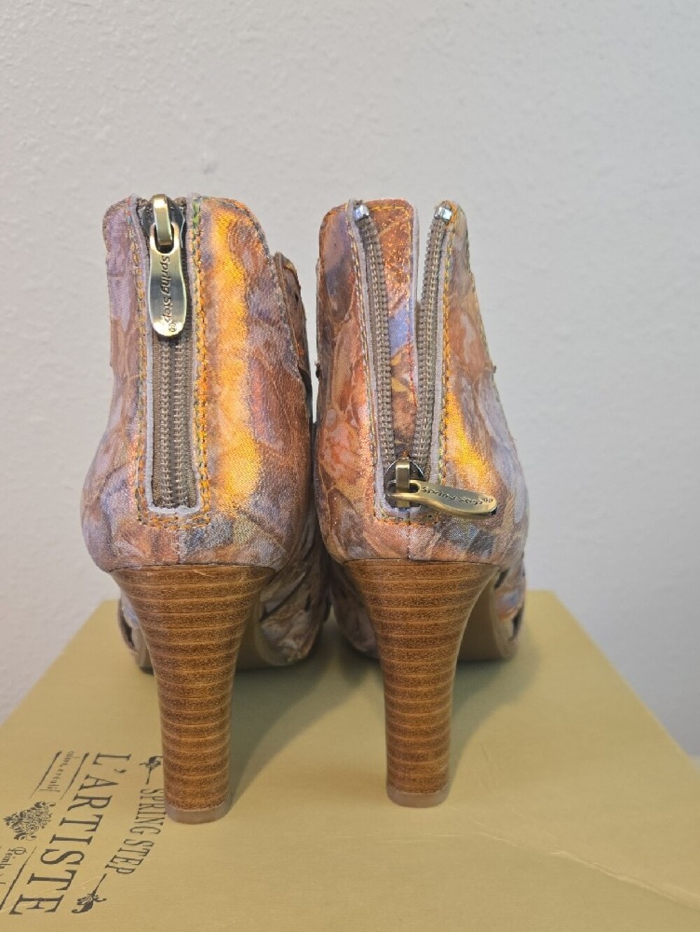 L'ATISTE Amora Metallic Bronze Multi Laser-Cut Peep-Toe Heels - Picture 4 of 5